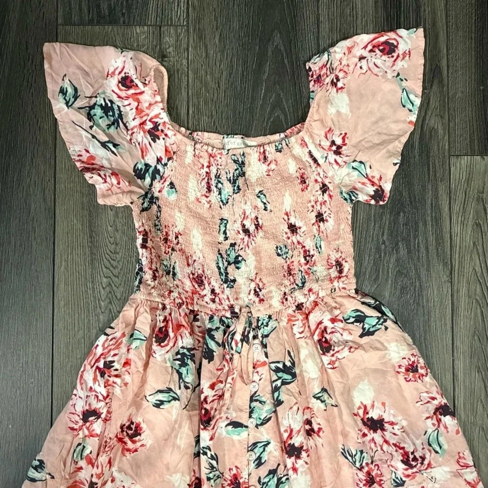Band of Gypsies Floral Smocked High Low Maxi Dress Pink Small Boho Summer Garden - Picture 9 of 16